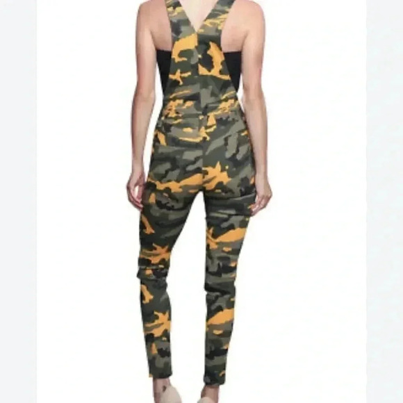 American Bazi Size Medium Bib Overalls Camouflage Streetwear Jumpsuit Yellow Gra - Picture 2 of 13
